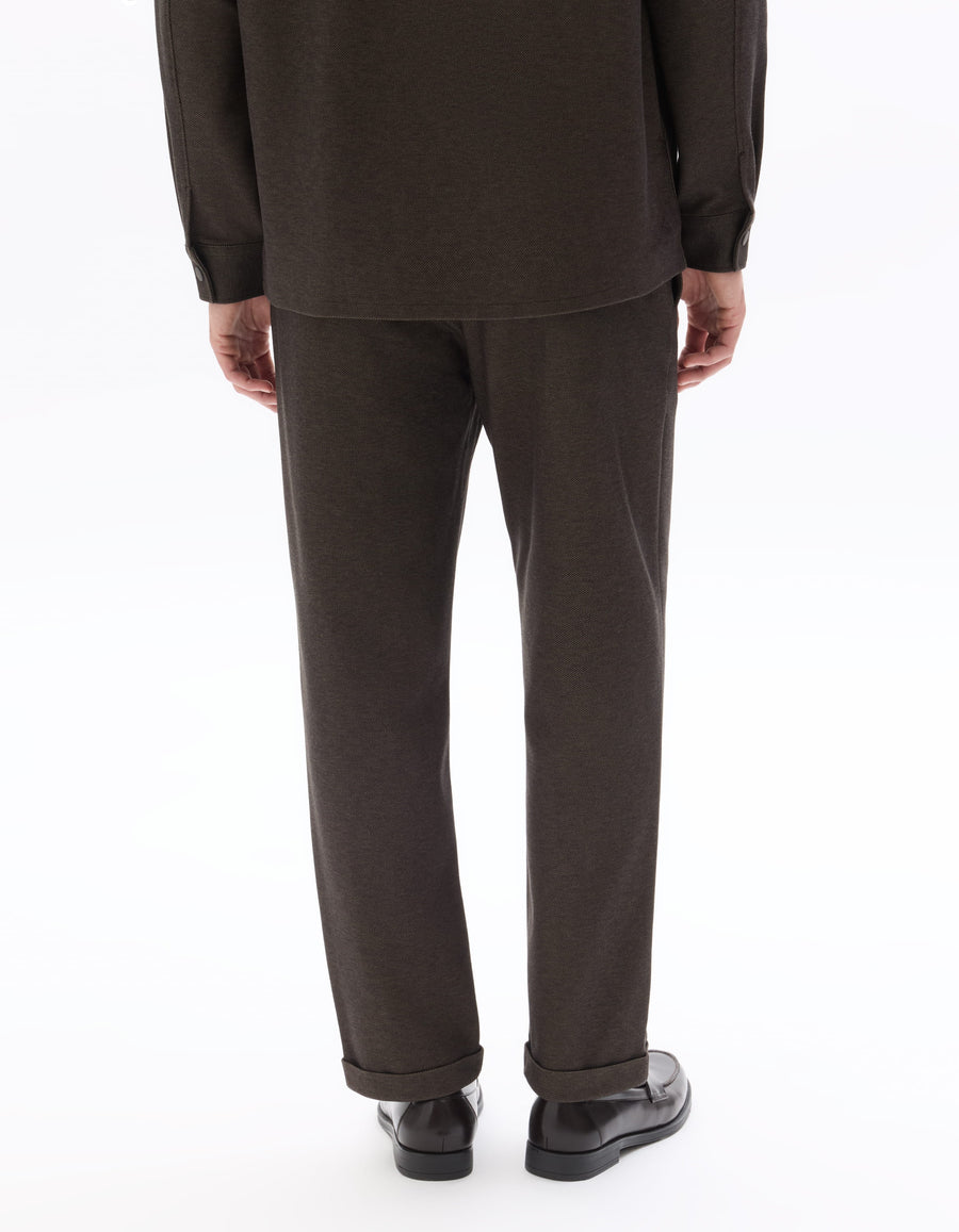 Slim Fit 100% Polyester Casual Trouser - Brown