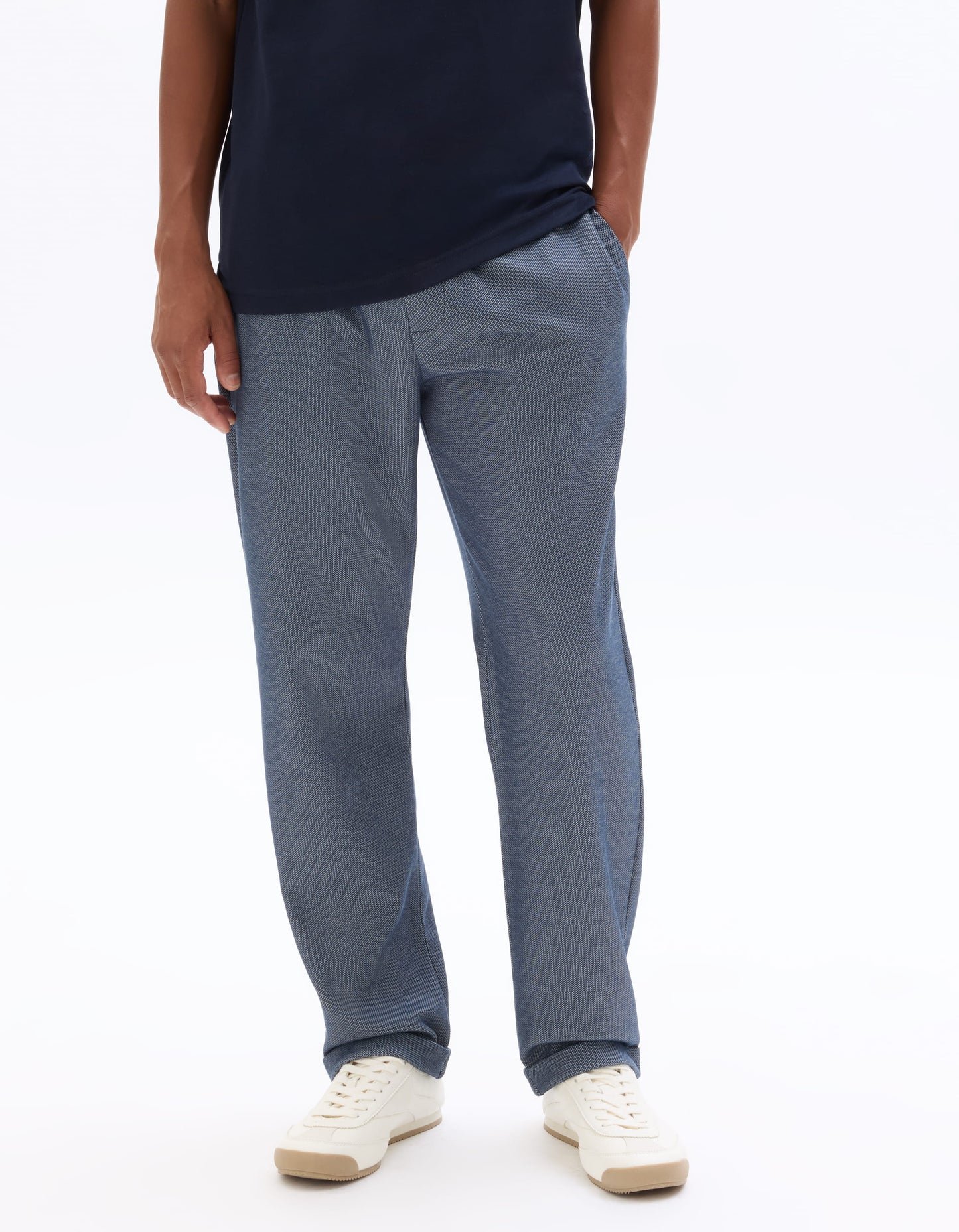 Slim Fit 100% Polyester Casual Trouser - Navy Blue