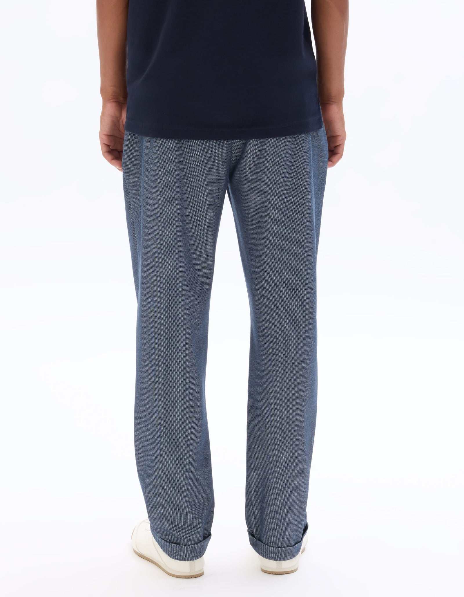 Slim Fit 100% Polyester Casual Trouser - Navy Blue