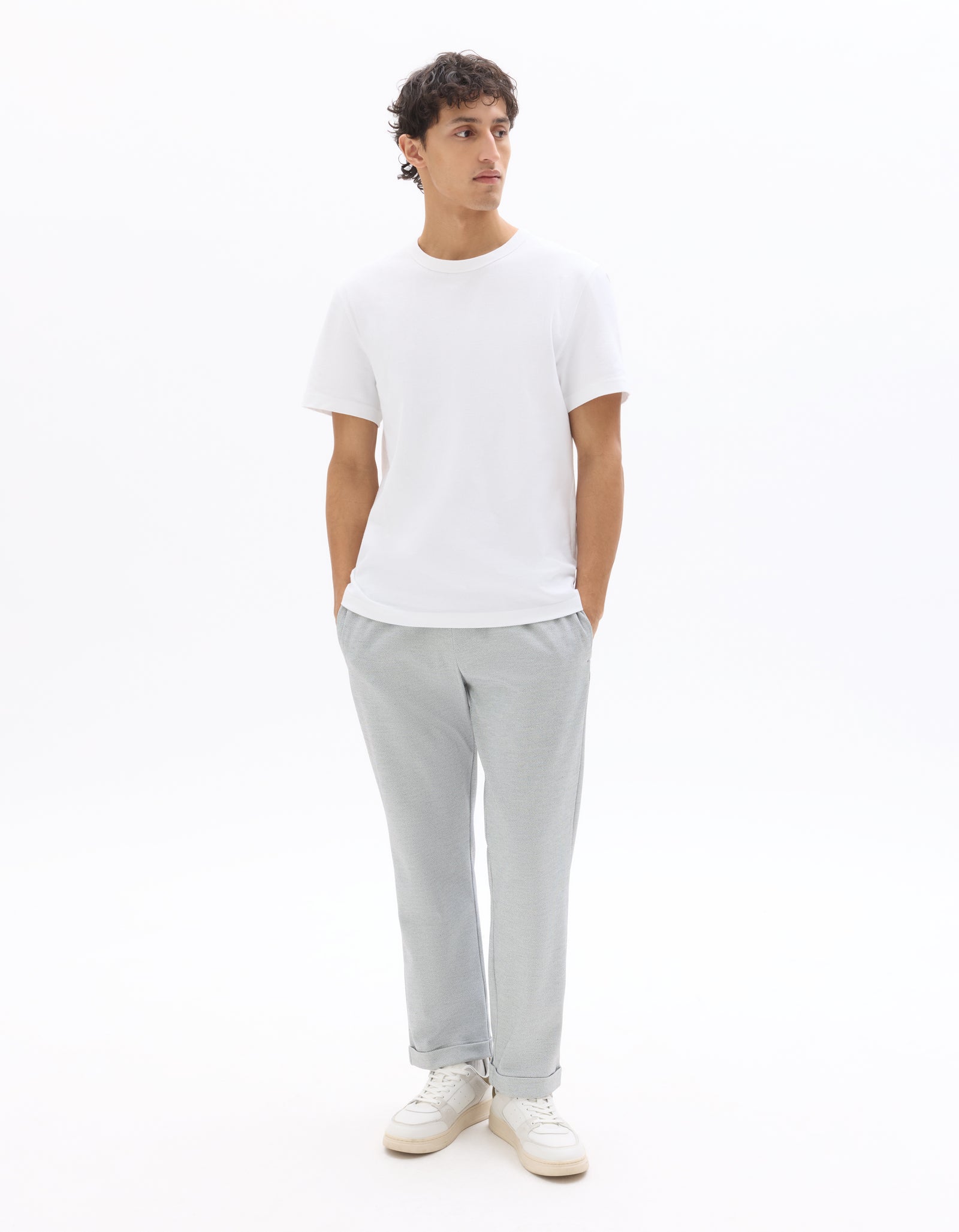 Celio Solid Slim Fit Cotton-Poly-Blend Blue Trousers