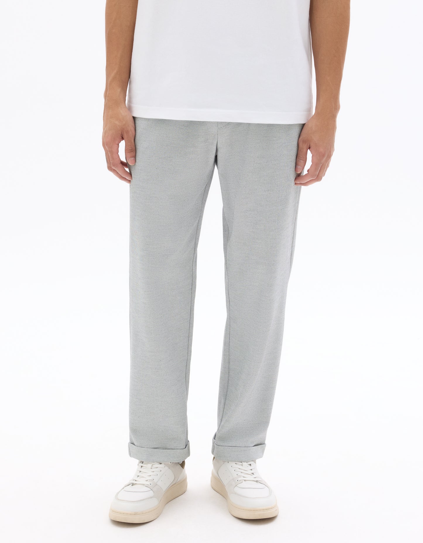 Celio Solid Slim Fit Cotton-Poly-Blend Blue Trousers