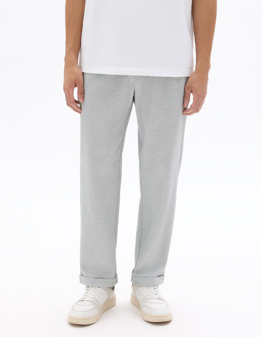 Celio Solid Slim Fit Cotton-Poly-Blend Blue Trousers
