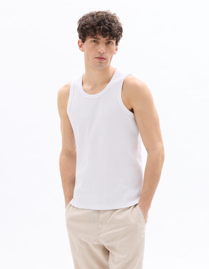 Celio Solid Regular Fit Cotton Poly Blend White Tshirts