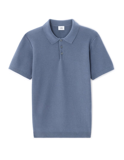 Celio Textured Slim Fit Cotton Blue Tshirts
