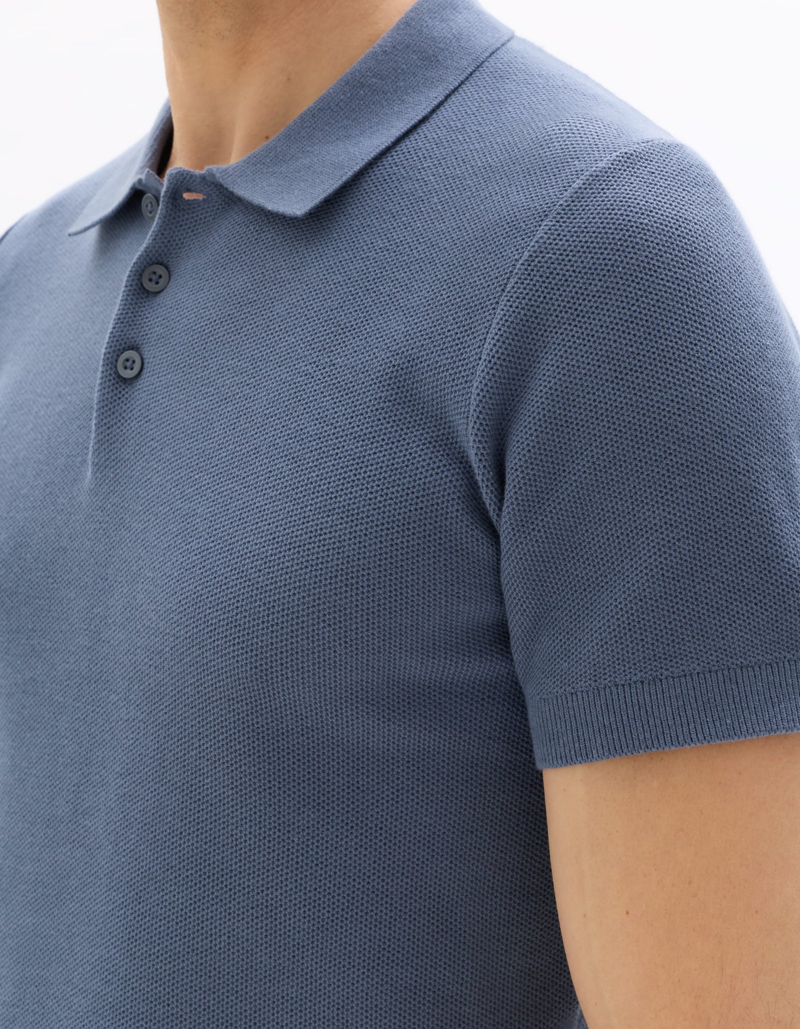 Celio Textured Slim Fit Cotton Blue Tshirts