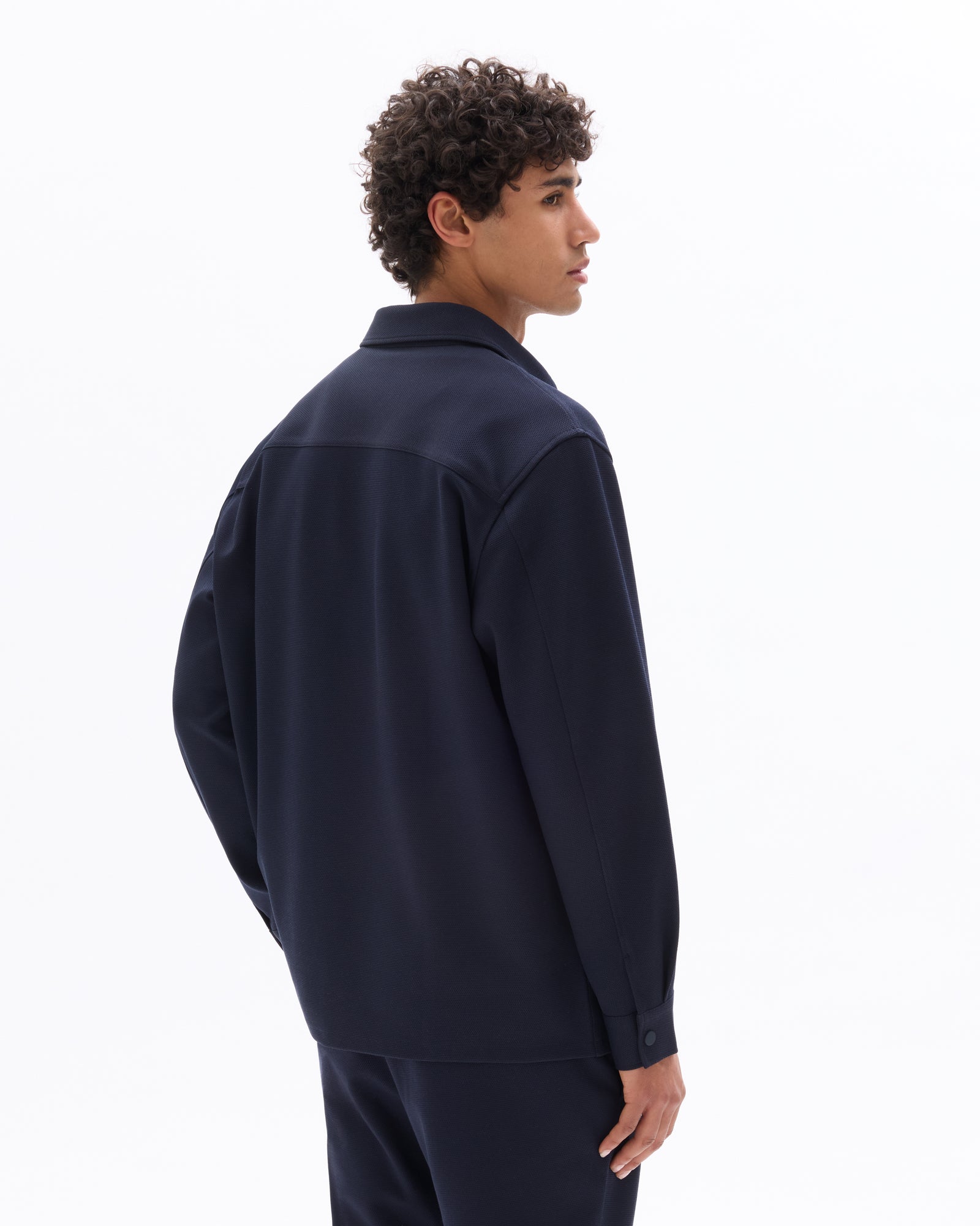 Celio* Oversized Polyester Solid Navy Blue Men Shirt