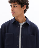 Celio* Oversized Polyester Solid Navy Blue Men Shirt