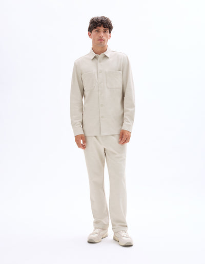 Celio* Solid Overshirt Cotton Beige Shirt