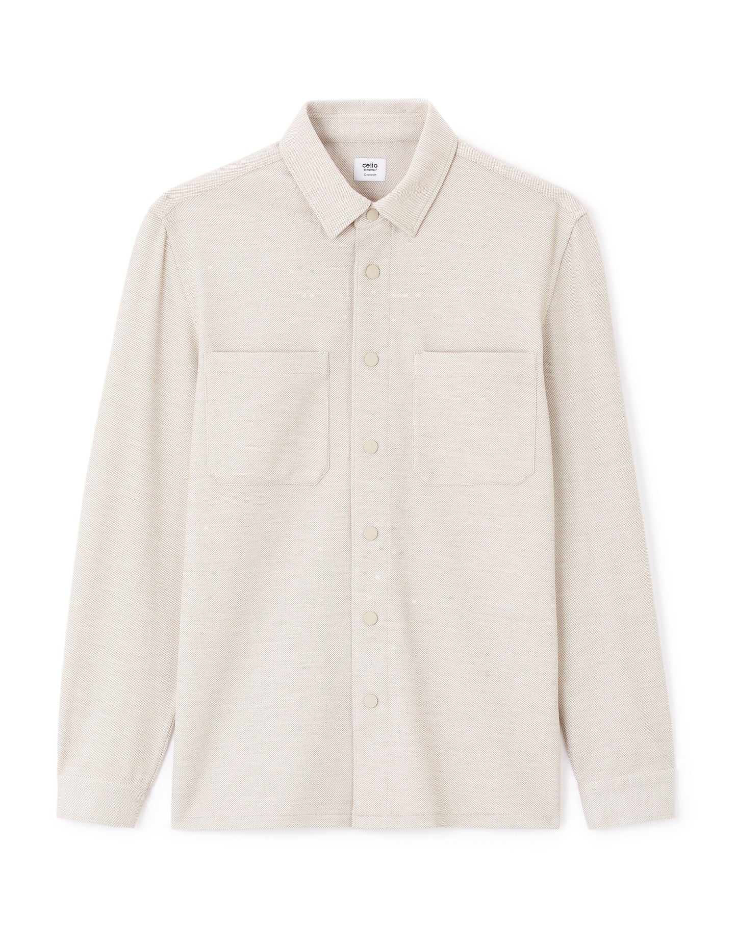 Celio* Solid Overshirt Cotton Beige Shirt