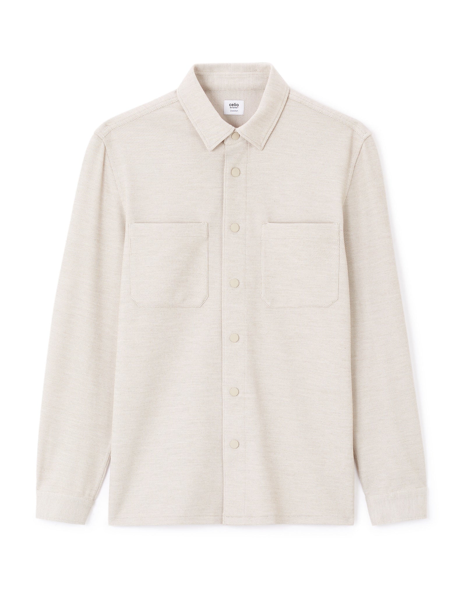 Celio* Solid Overshirt Cotton Beige Shirt