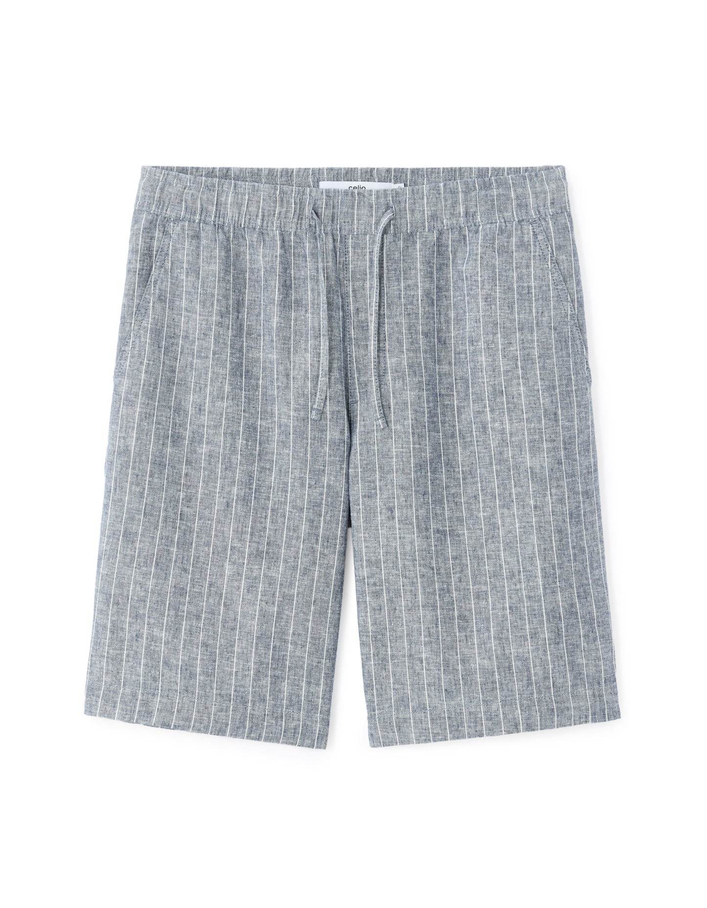 Celio Mens Grey Yarn Dyed Bermuda Linen Blend Bermuda
