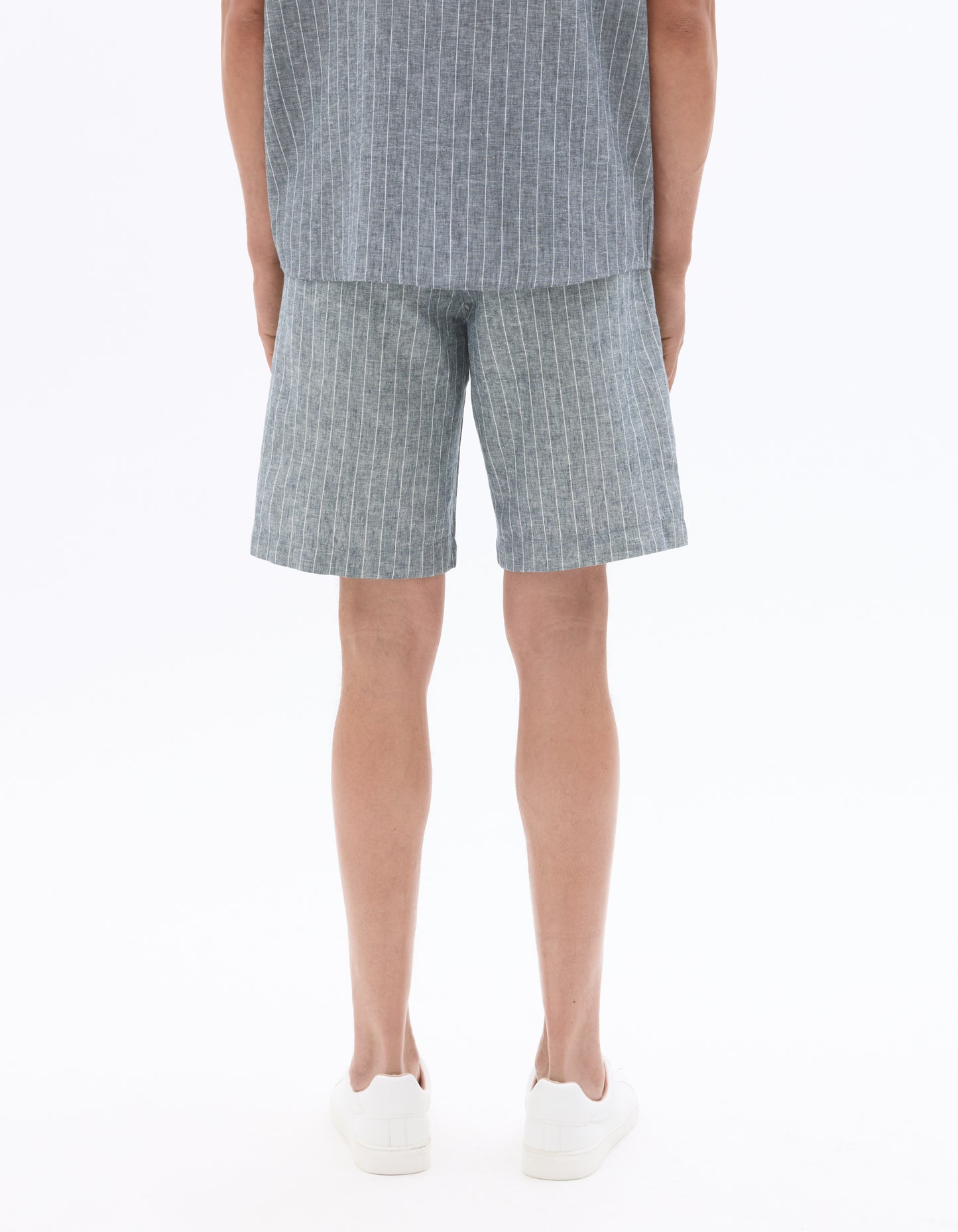 Celio Mens Grey Yarn Dyed Bermuda Linen Blend Bermuda