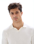 Regular Fit 100% Cotton Polo Collar Sweater - Off White