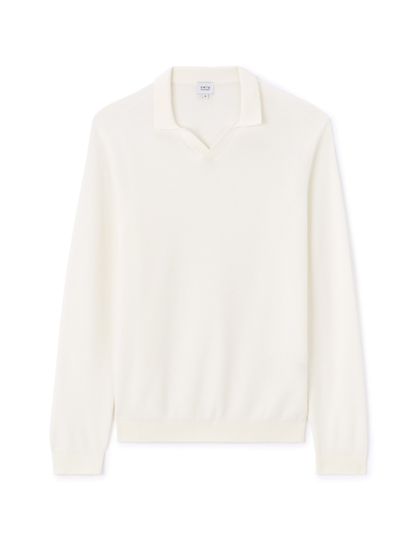 Regular Fit 100% Cotton Polo Collar Sweater - Off White