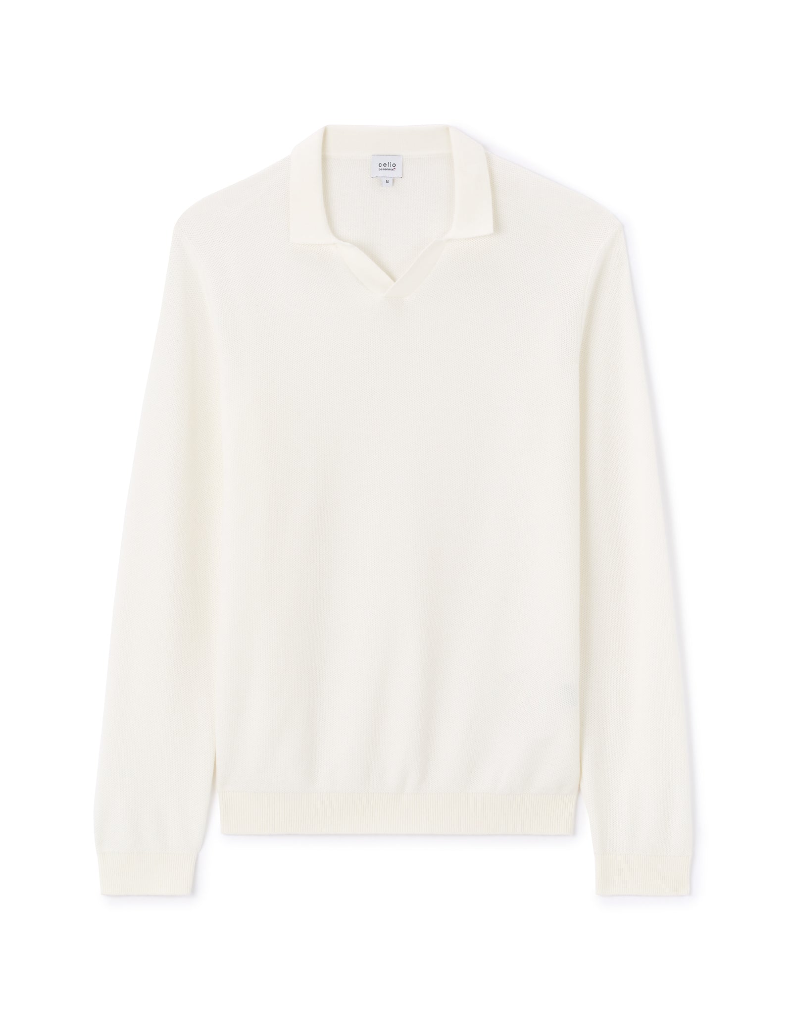 Regular Fit 100% Cotton Polo Collar Sweater - Off White