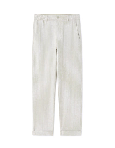 Celio*  Straight Fit Cotton-Linen-Blend Stripped Trouser-Green
