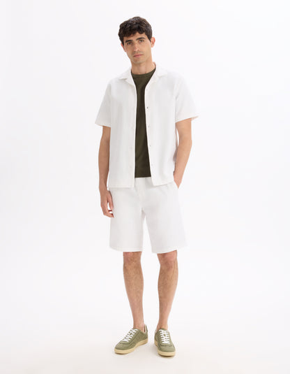 Celio* Men Solid Cotton White Regular Fit Bermuda