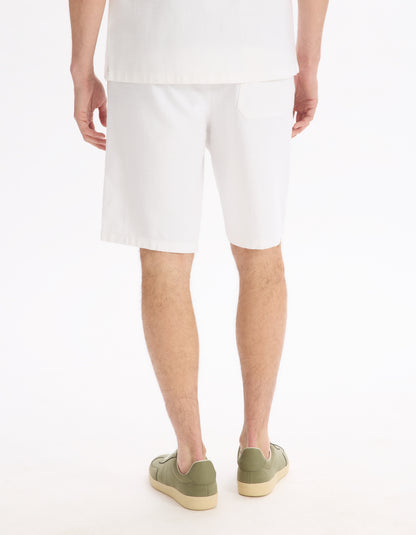Celio* Men Solid Cotton White Regular Fit Bermuda