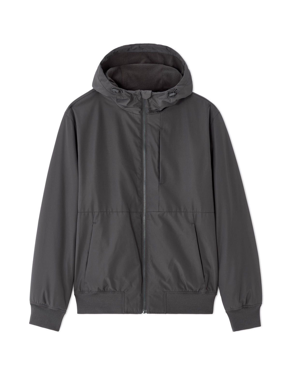 Regular Fit 100% Polyester Solid Hooded Jackets - Grey