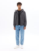 Regular Fit 100% Polyester Solid Hooded Jackets - Grey