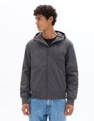 Regular Fit 100% Polyester Solid Hooded Jackets - Grey