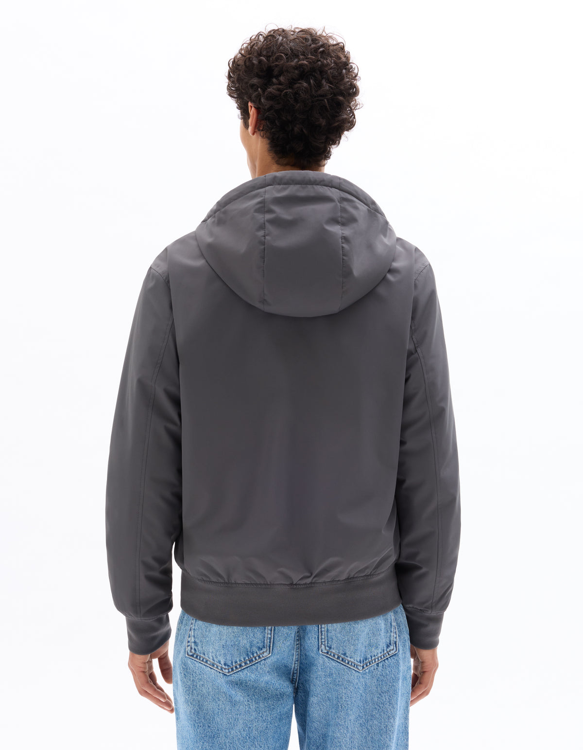 Regular Fit 100% Polyester Solid Hooded Jackets - Grey