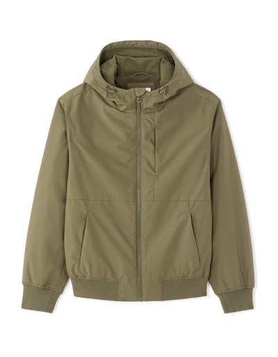 Regular Fit 100% Polyester Hooded Jacket - Khaki