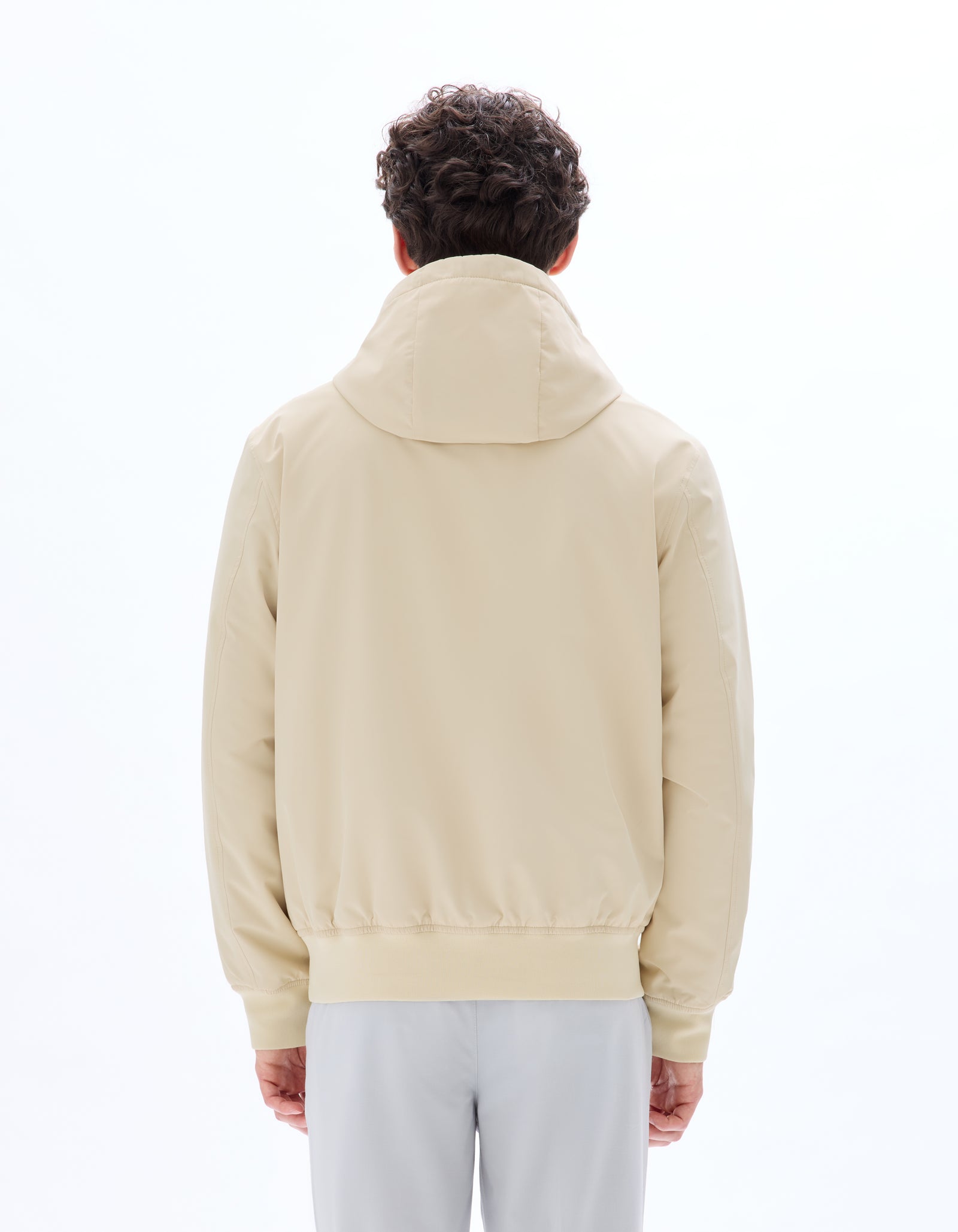 Regular Fit 100% Polyester Hooded Jacket - Beige