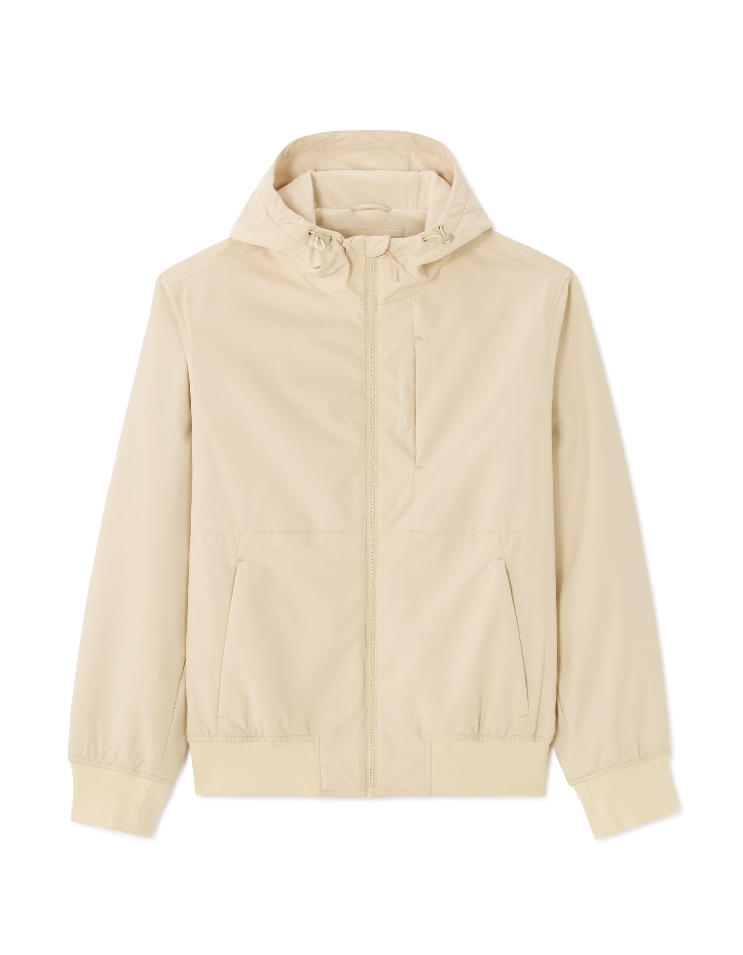 Regular Fit 100% Polyester Hooded Jacket - Beige