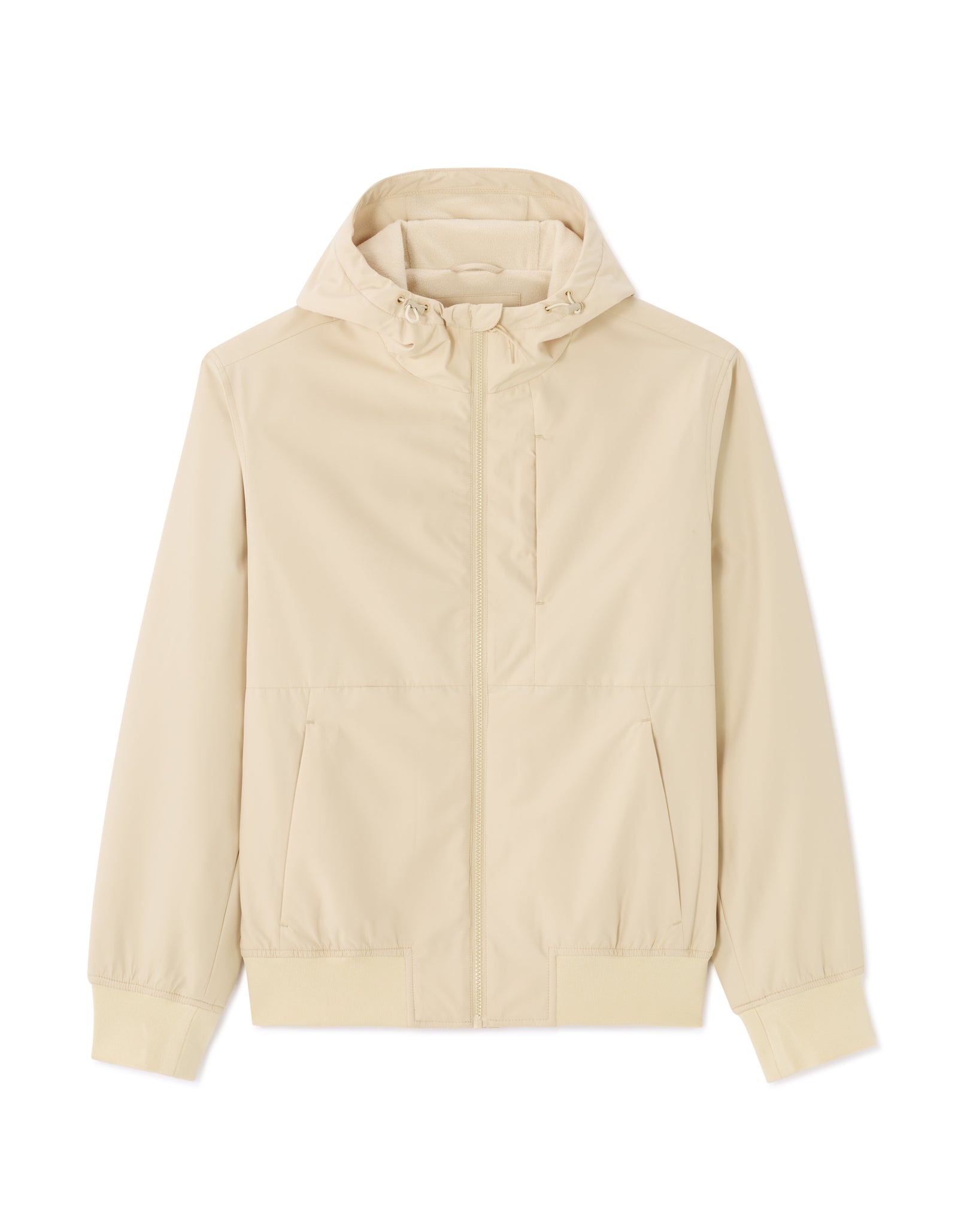 Regular Fit 100% Polyester Hooded Jacket - Beige