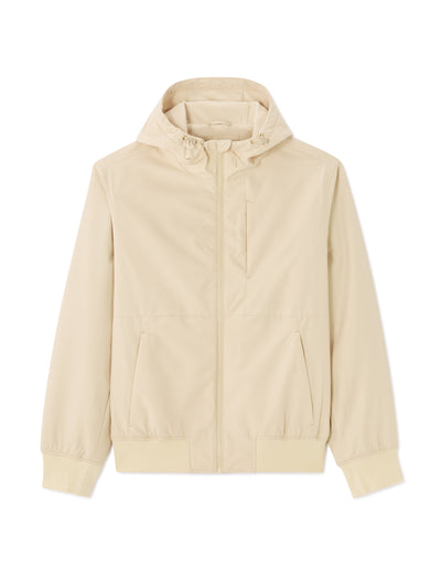 Regular Fit 100% Polyester Hooded Jacket - Beige