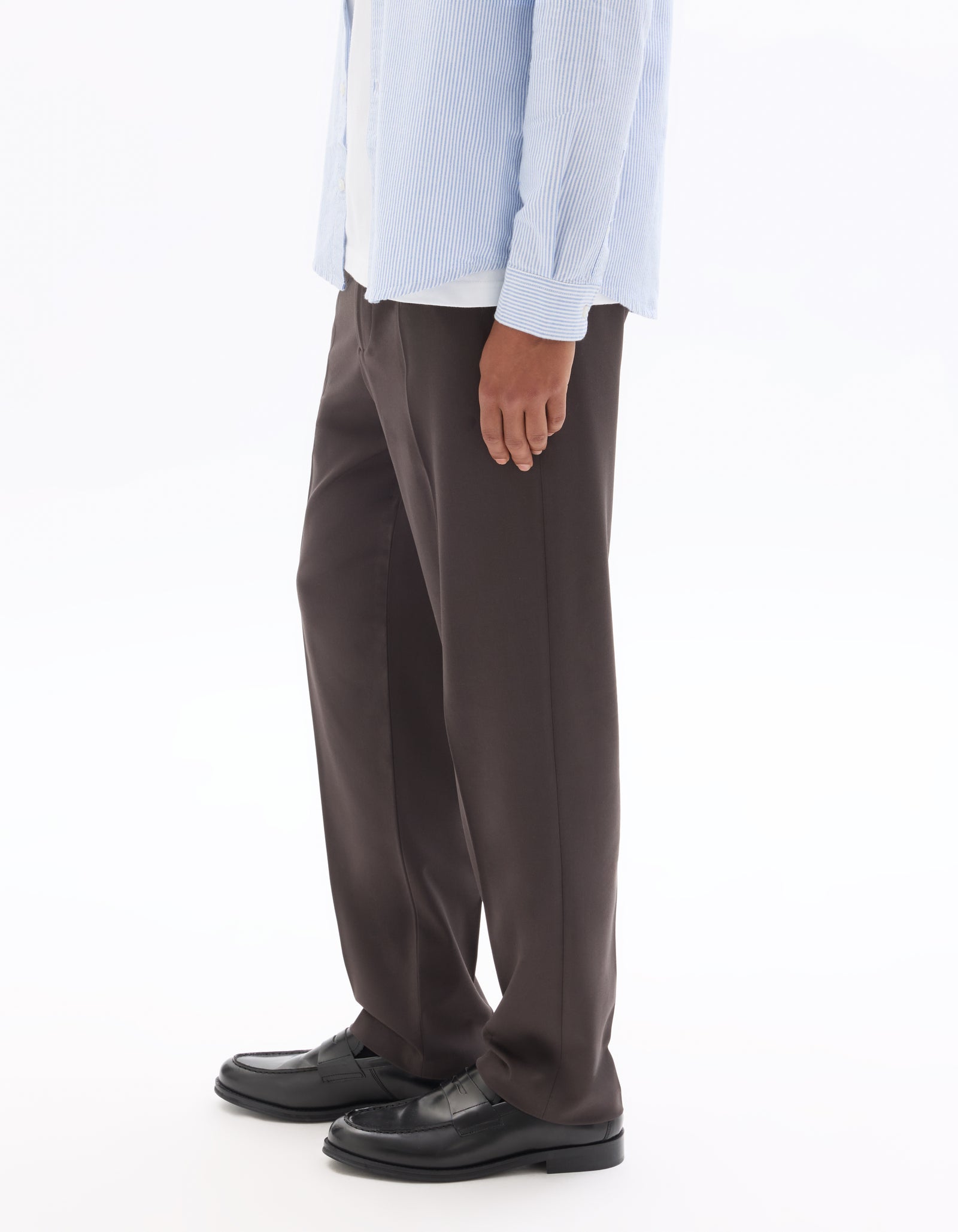 Loose Fit Poly Blend Solid Casual Trouser - Brown