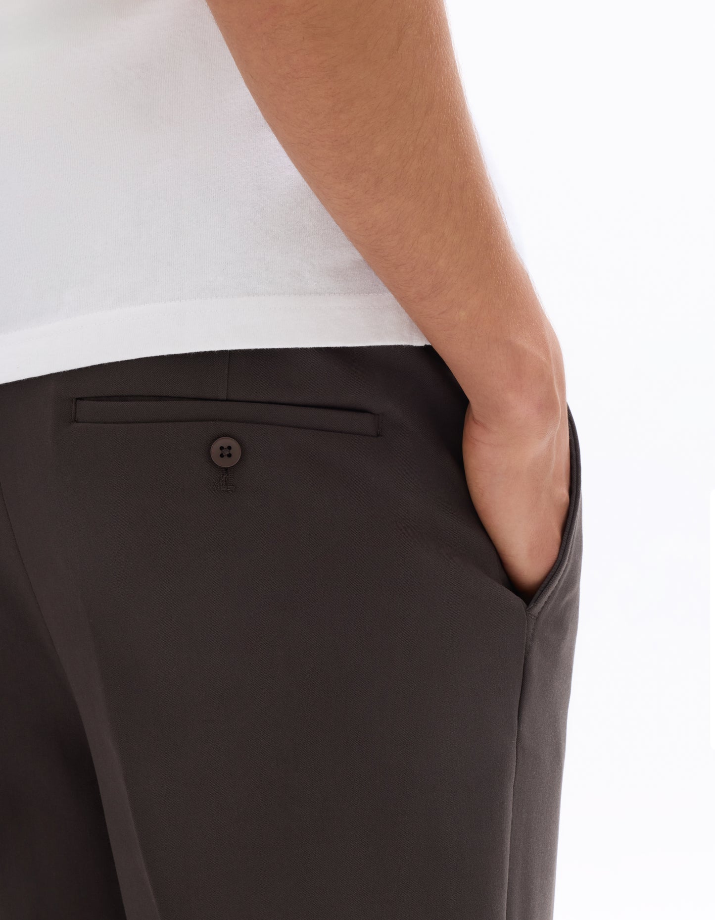 Loose Fit Poly Blend Solid Casual Trouser - Brown
