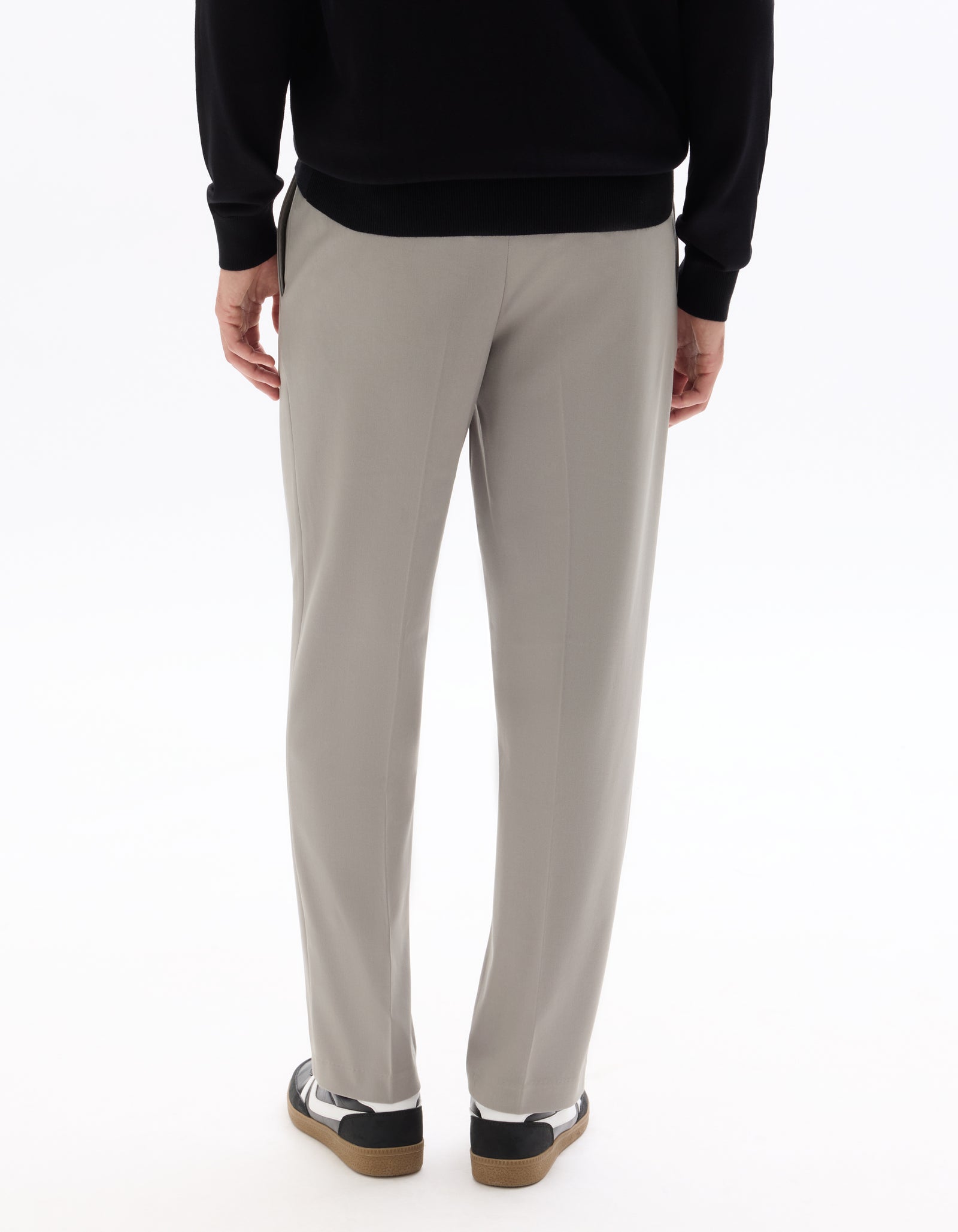 Loose Fit Poly Viscose Casual Trousers - Grey