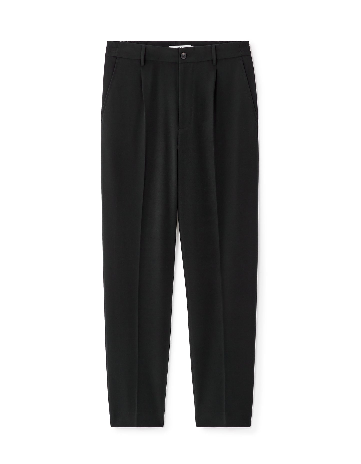 Celio Solid Loose Fit Poly-Blend Black Trousers