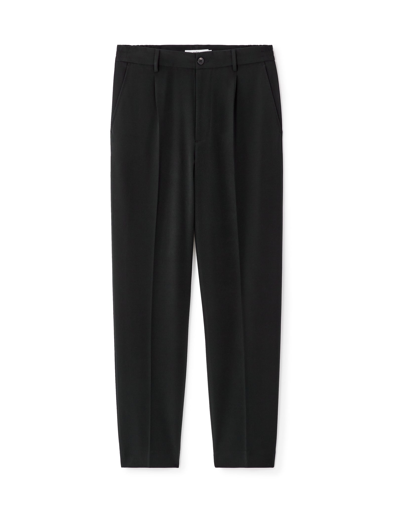 Celio Solid Loose Fit Poly-Blend Black Trousers