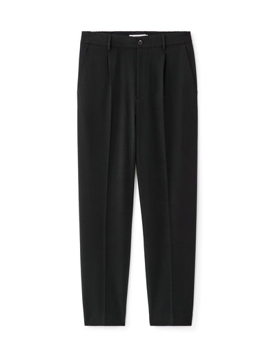 Celio Solid Loose Fit Poly-Blend Black Trousers