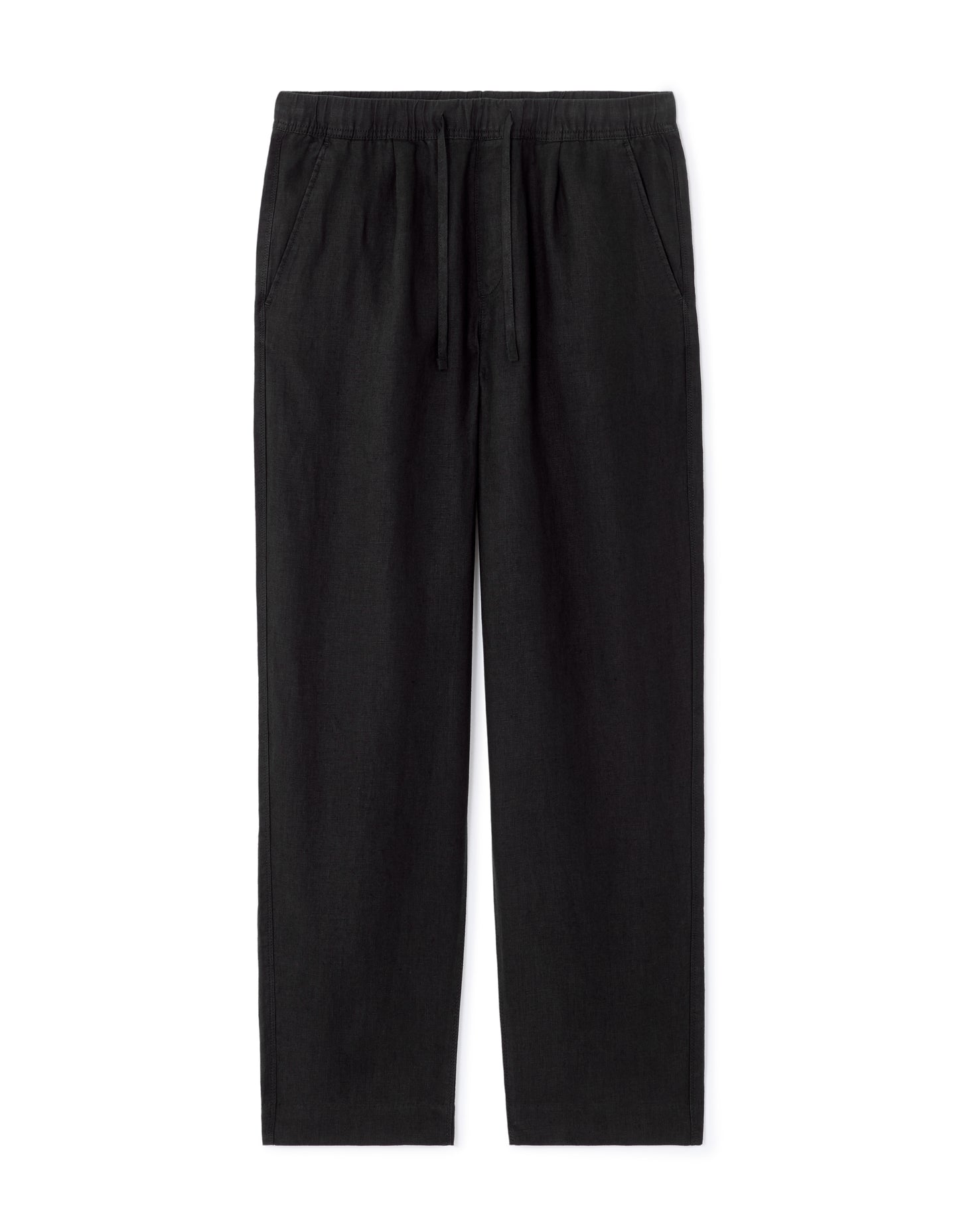 Loose Fit 100% Linen Solid Casual Trouser - Black