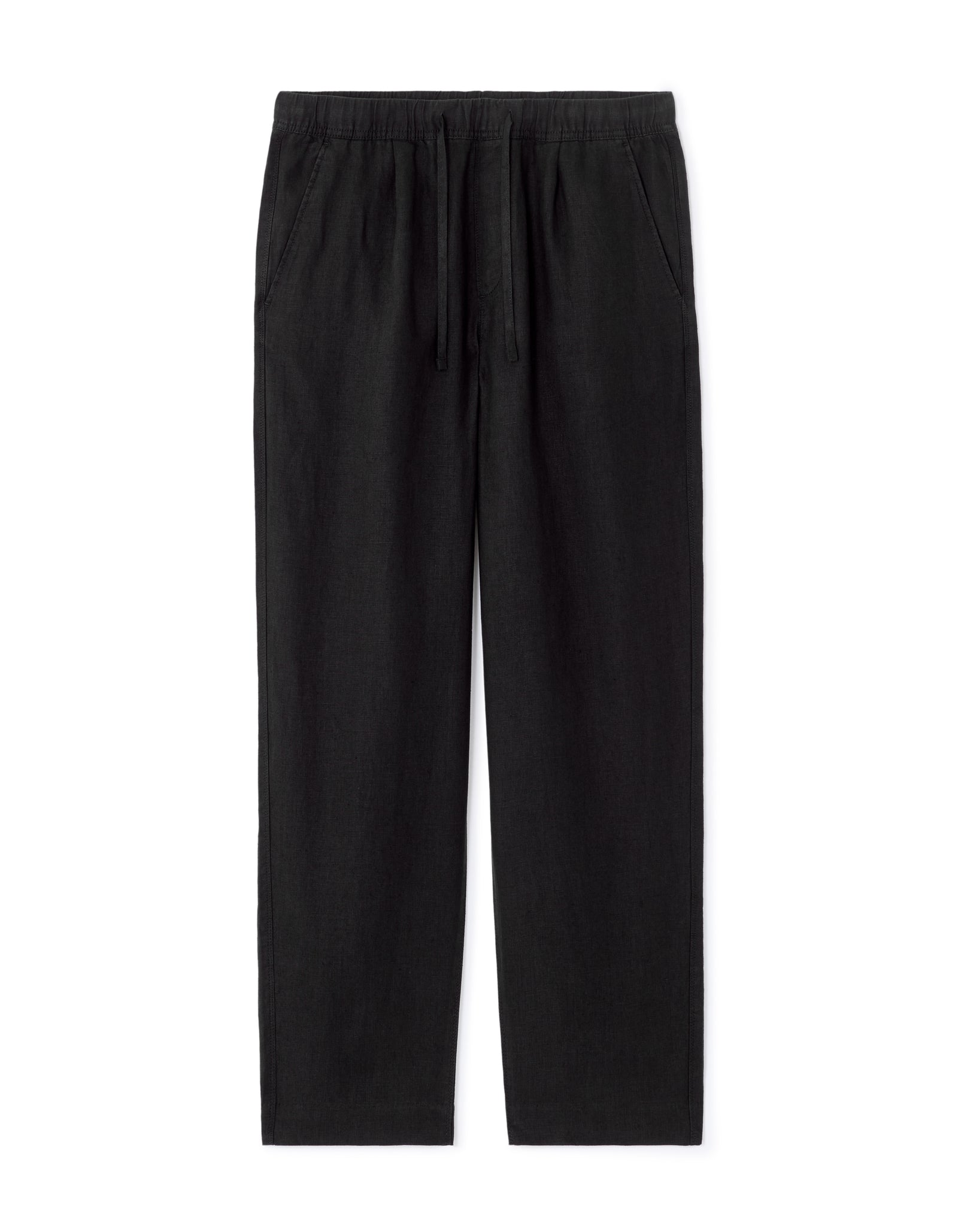Loose Fit 100% Linen Solid Casual Trouser - Black