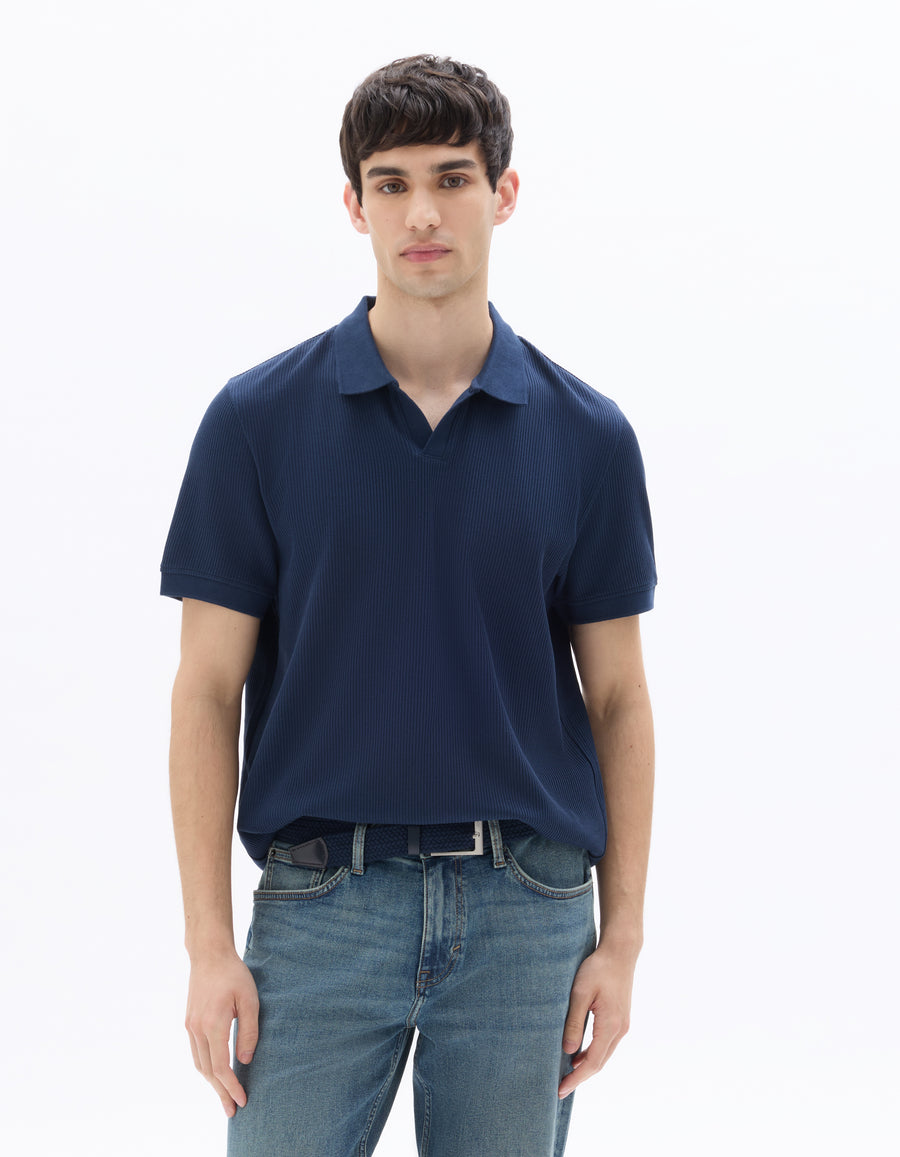 Celio Solid Slim Fit Cotton Navy Blue T-Shirt