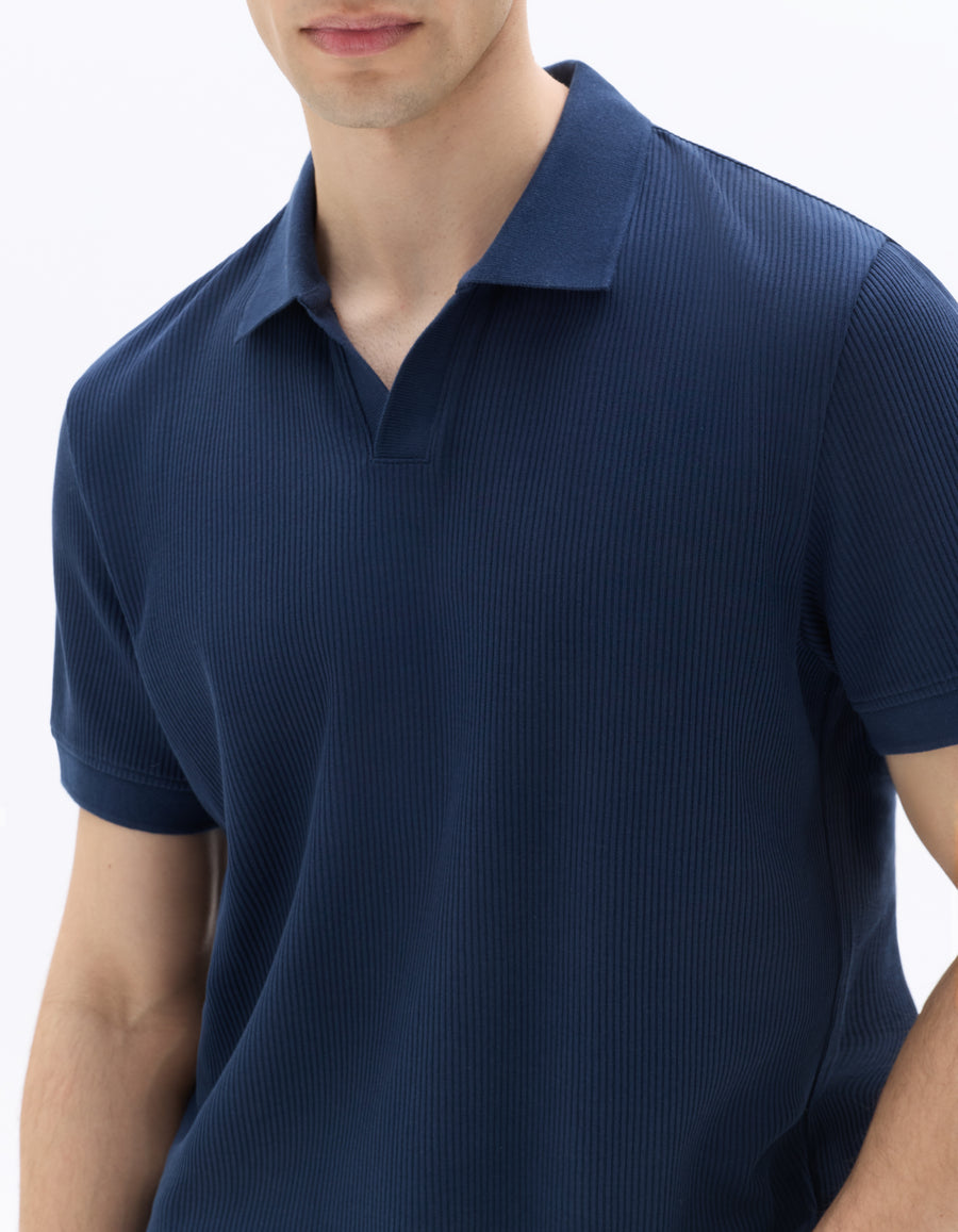 Celio Solid Slim Fit Cotton Navy Blue T-Shirt