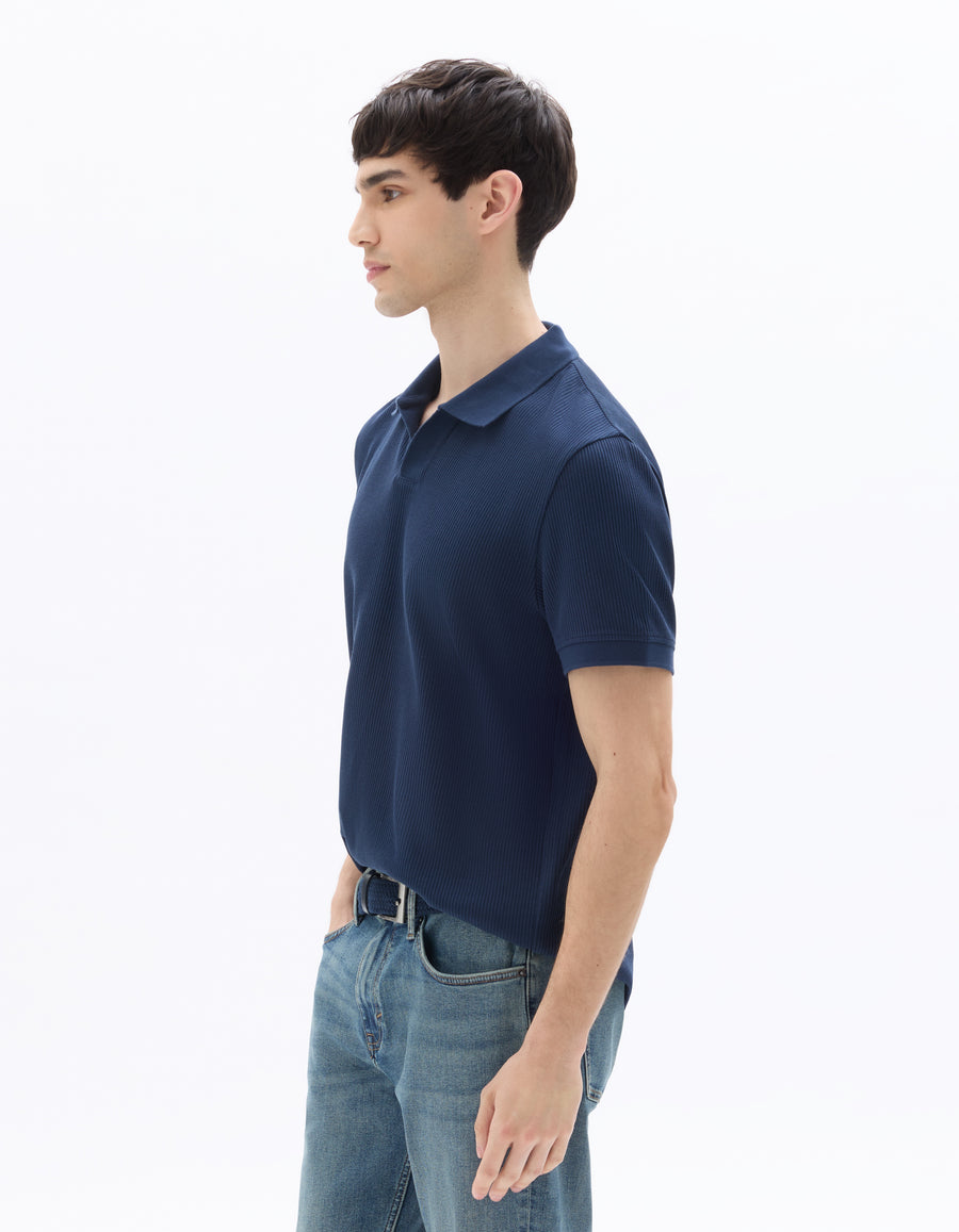 Celio Solid Slim Fit Cotton Navy Blue T-Shirt