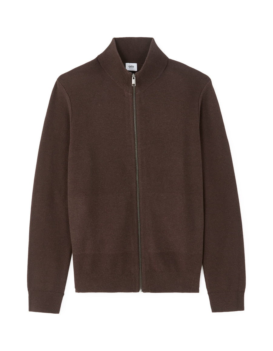 Regular Fit 100% Cotton High Neck Sweaters - Brown