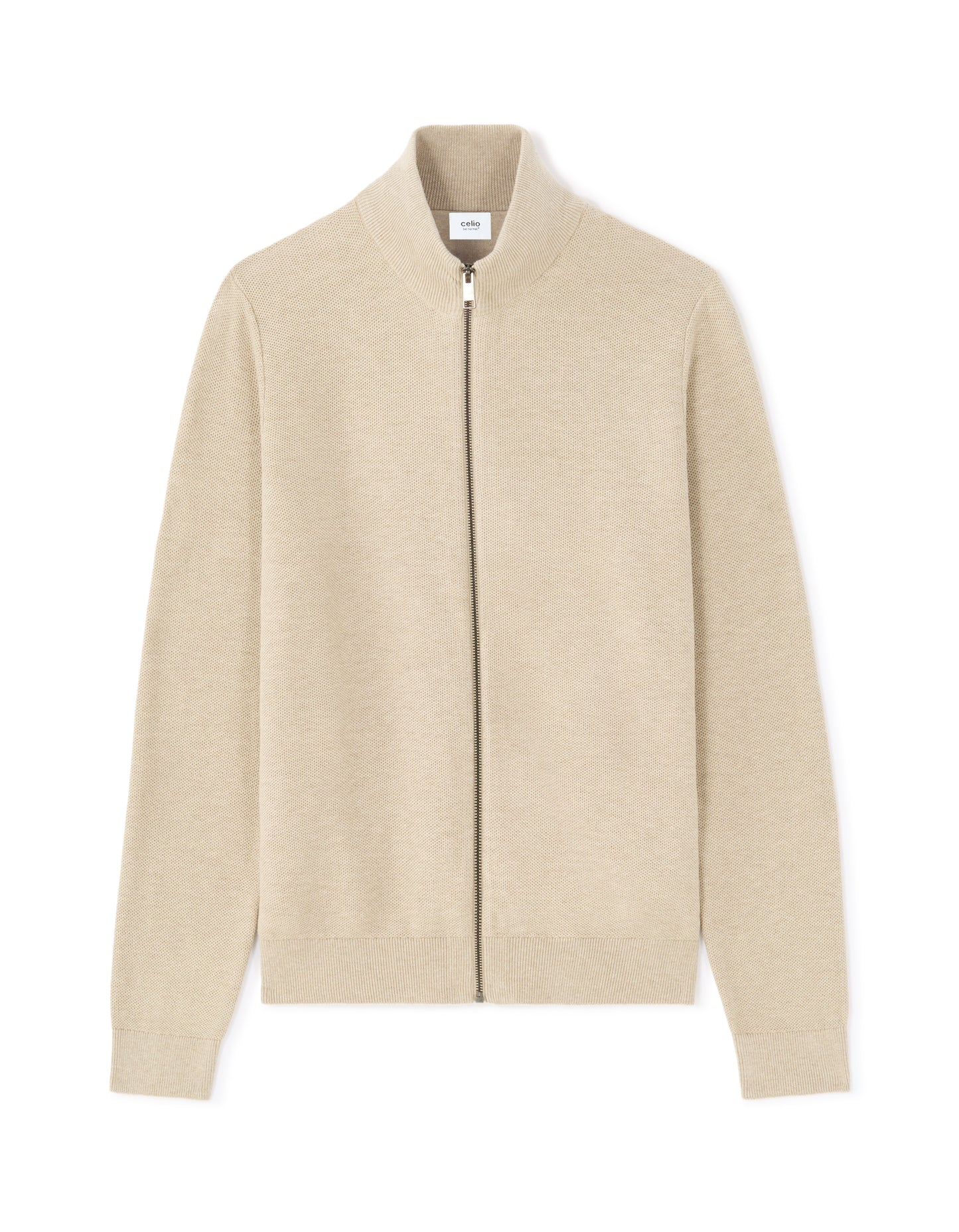 Regular Fit 100% Cotton Solid Round neck Sweaters - Beige