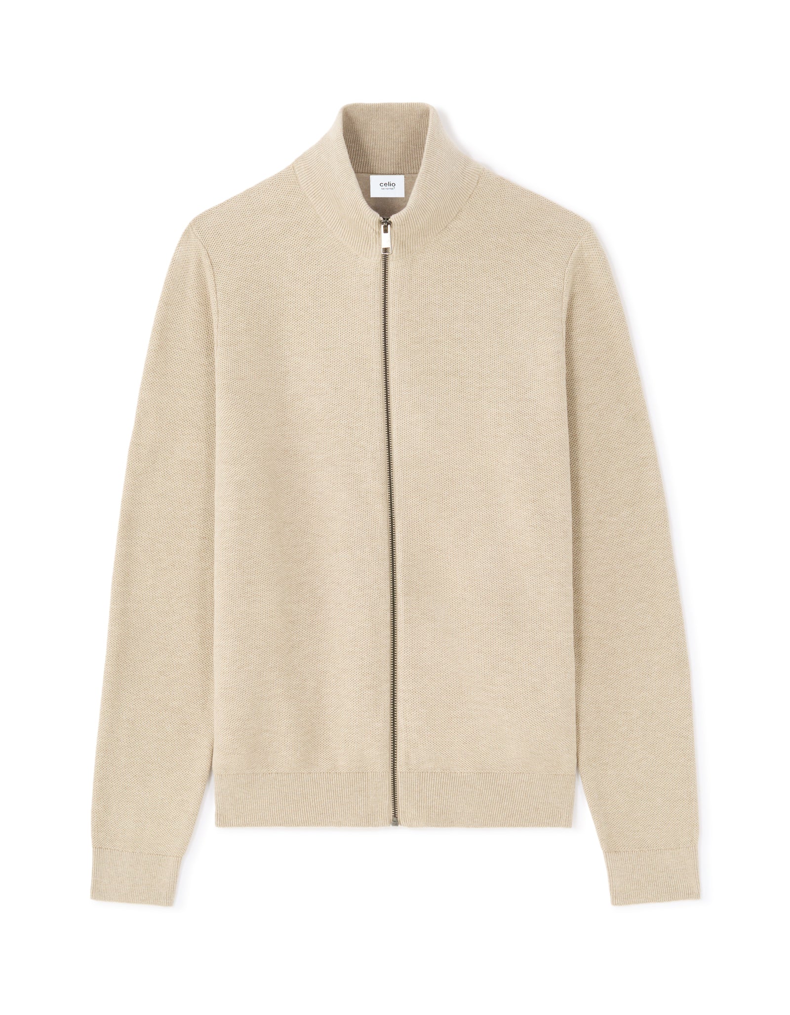 Regular Fit 100% Cotton Solid Round neck Sweaters - Beige