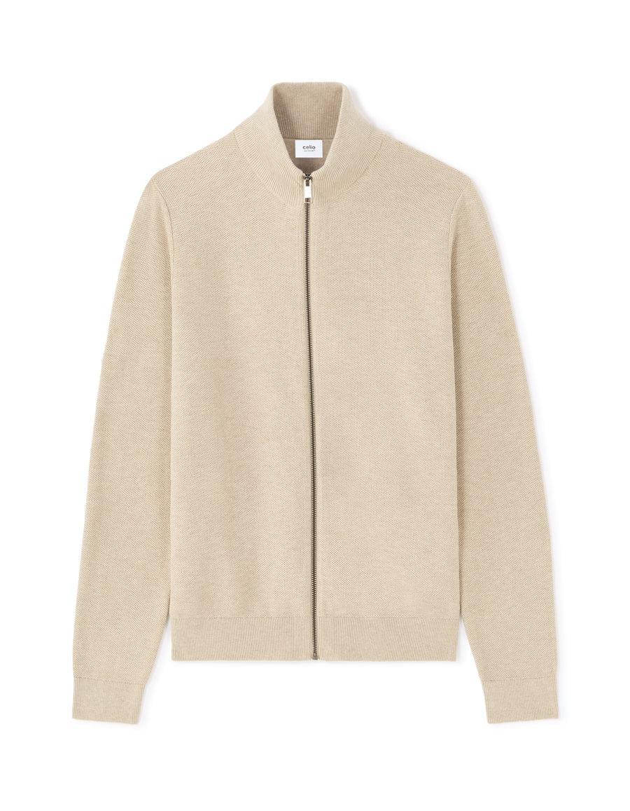 Regular Fit 100% Cotton Solid Round neck Sweaters - Beige
