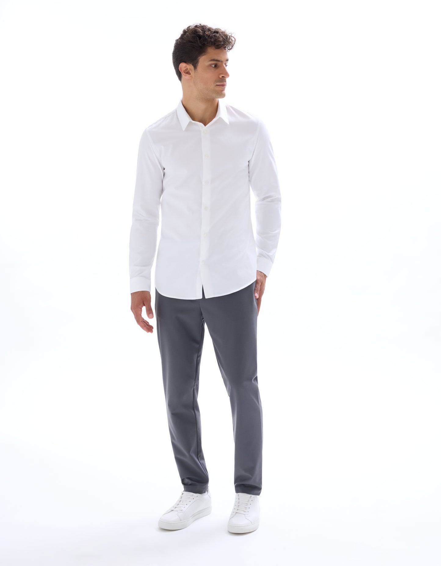 Celio* Solid White Slim Fit Men Cotton Shirts
