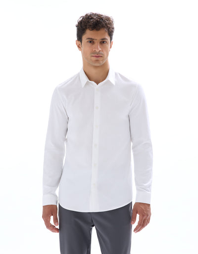 Celio* Solid White Slim Fit Men Cotton Shirts