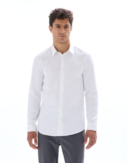 Celio* Solid White Slim Fit Men Cotton Shirts