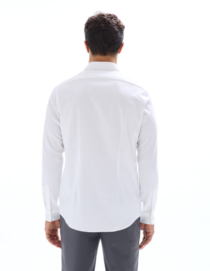 Celio* Solid White Slim Fit Men Cotton Shirts